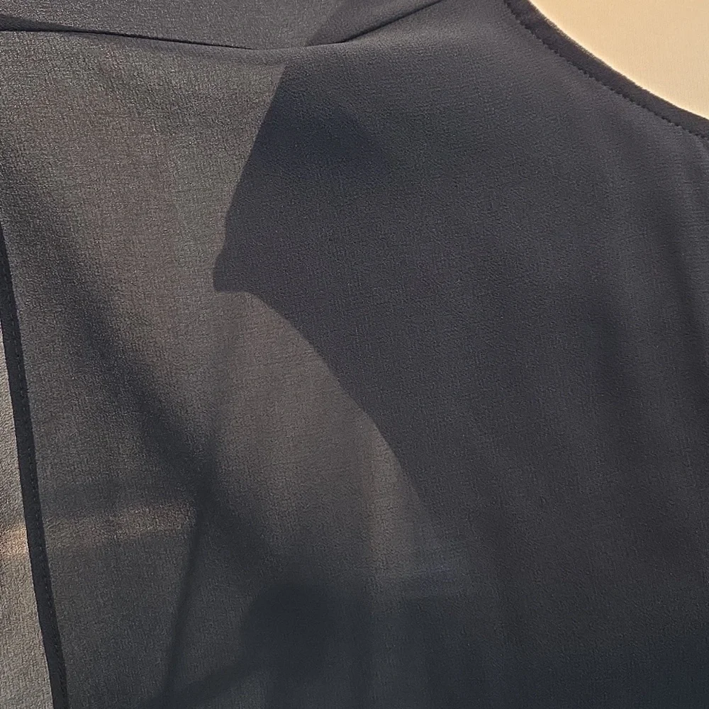 HAUTE HIPPIE DRAMATIC ASYMMETRICAL FLOWY CHIFFON OVERLAY SCARF TOP MIDNIGHT BLUE - Picture 5 of 9